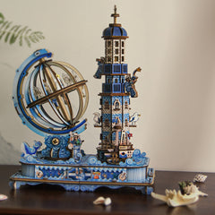 L kapopo 3D Wooden Globe Puzzle Music Box Earth Model Kit