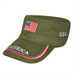 Men's Sunscreen Flag Flat Cap Outdoor Travel Military Long Hat