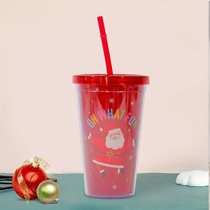 710ml Christmas Series Plastic Cup Large Cap. Sports Water Bottle