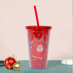 710ml Christmas Series Plastic Cup Large Cap. Sports Water Bottle