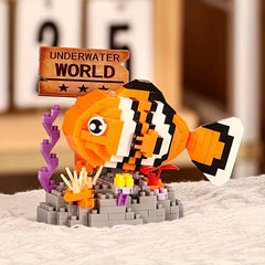 Micro Building Blocks Clownfish Ocean Animal Model Assembly