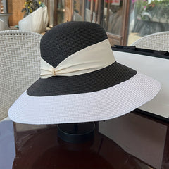 Vintage Wide Brim Sunscreen Straw Hat for Summer Travel