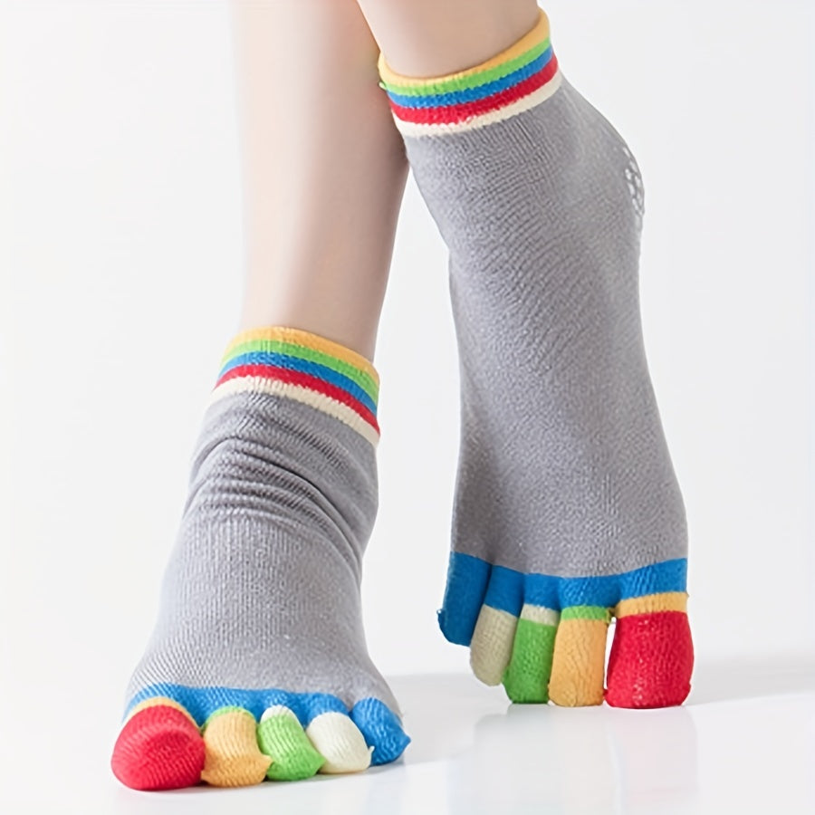 Rainbow Striped Yoga Socks Non-slip Grips Dance Socks Low Cut