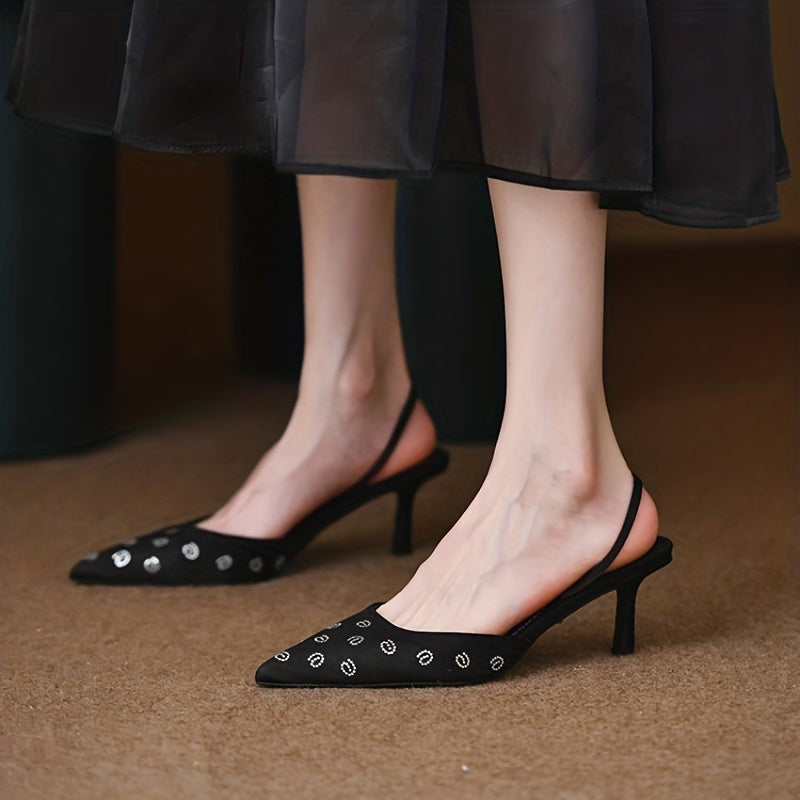 Stiletto Heels Point Toe Slingback Shoes