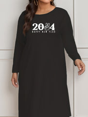 Slogan Print Long Sleeve Lounge Dress