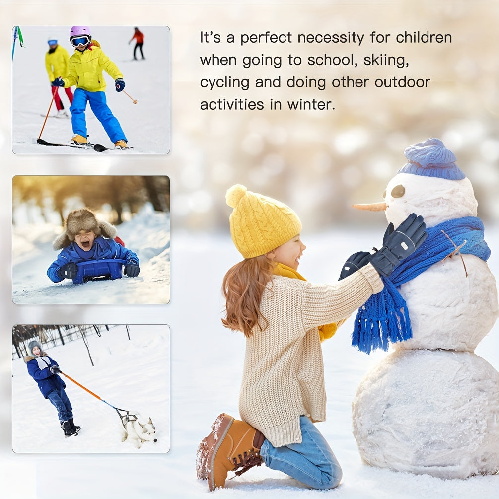 Kids Winter Gloves Non slip Skiing Gloves Cold Weather Gloves 10-12 Years