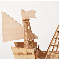 3D Ocean Sailboat Wooden Puzzle Kit for Adults and Teens