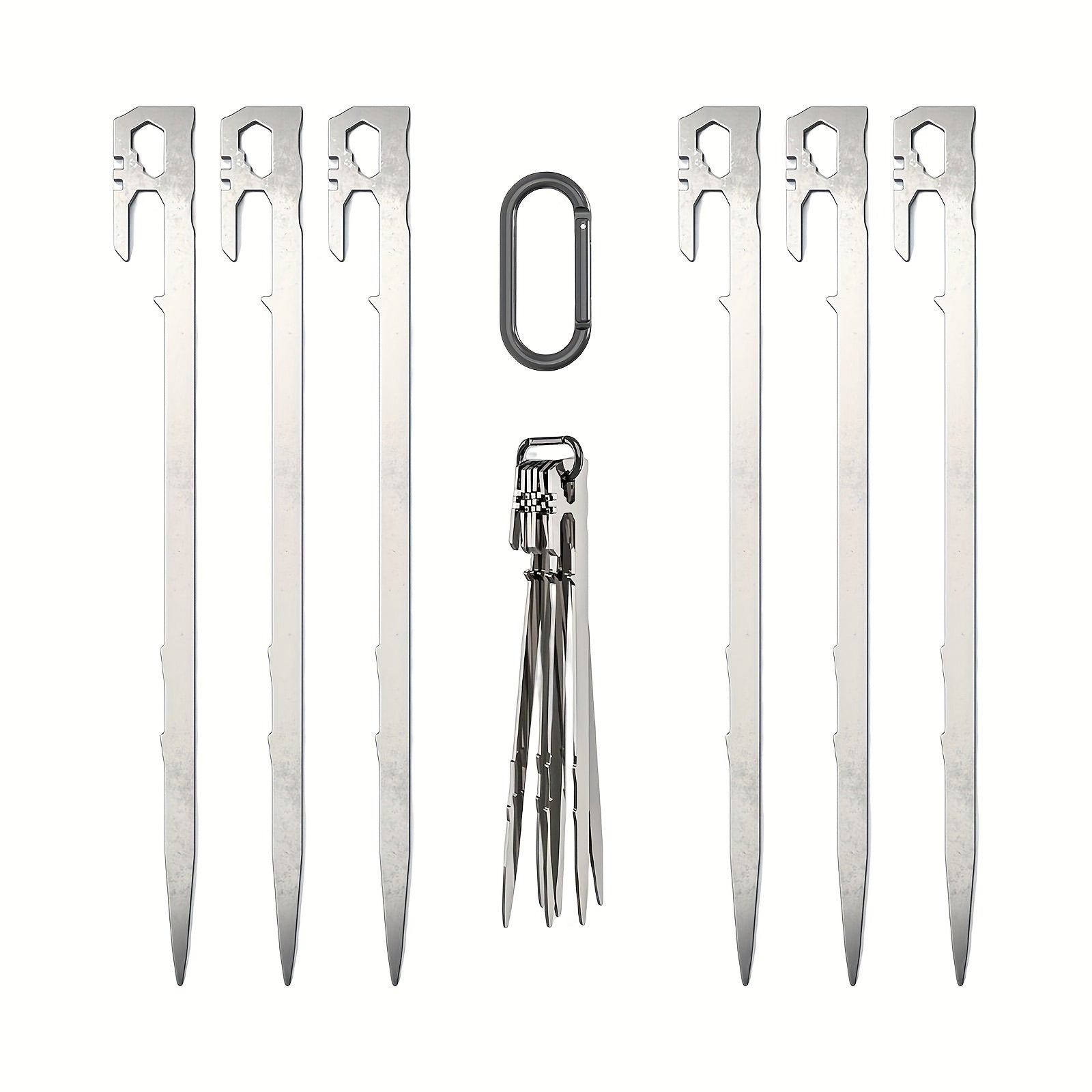 6PCS Tent Stakes Stainless Steel Heavy Duty Metal Pegs For Camping Backpacking