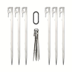 6PCS Tent Stakes Stainless Steel Heavy Duty Metal Pegs For Camping Backpacking