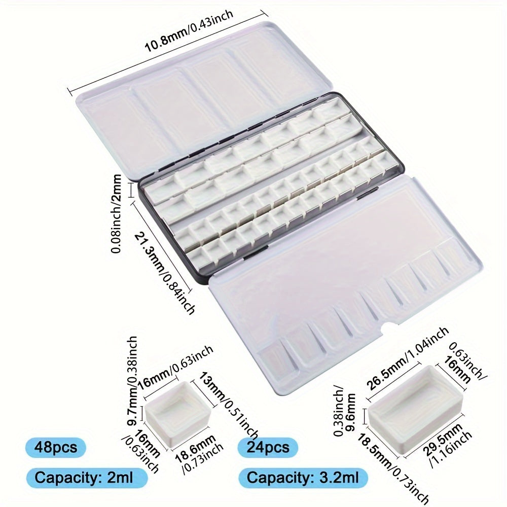 72pcs Plastic Empty Watercolor Paint Pans for Art Palette Supplies