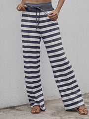 Floral Print Drawstring Pants High Waist Wide Leg