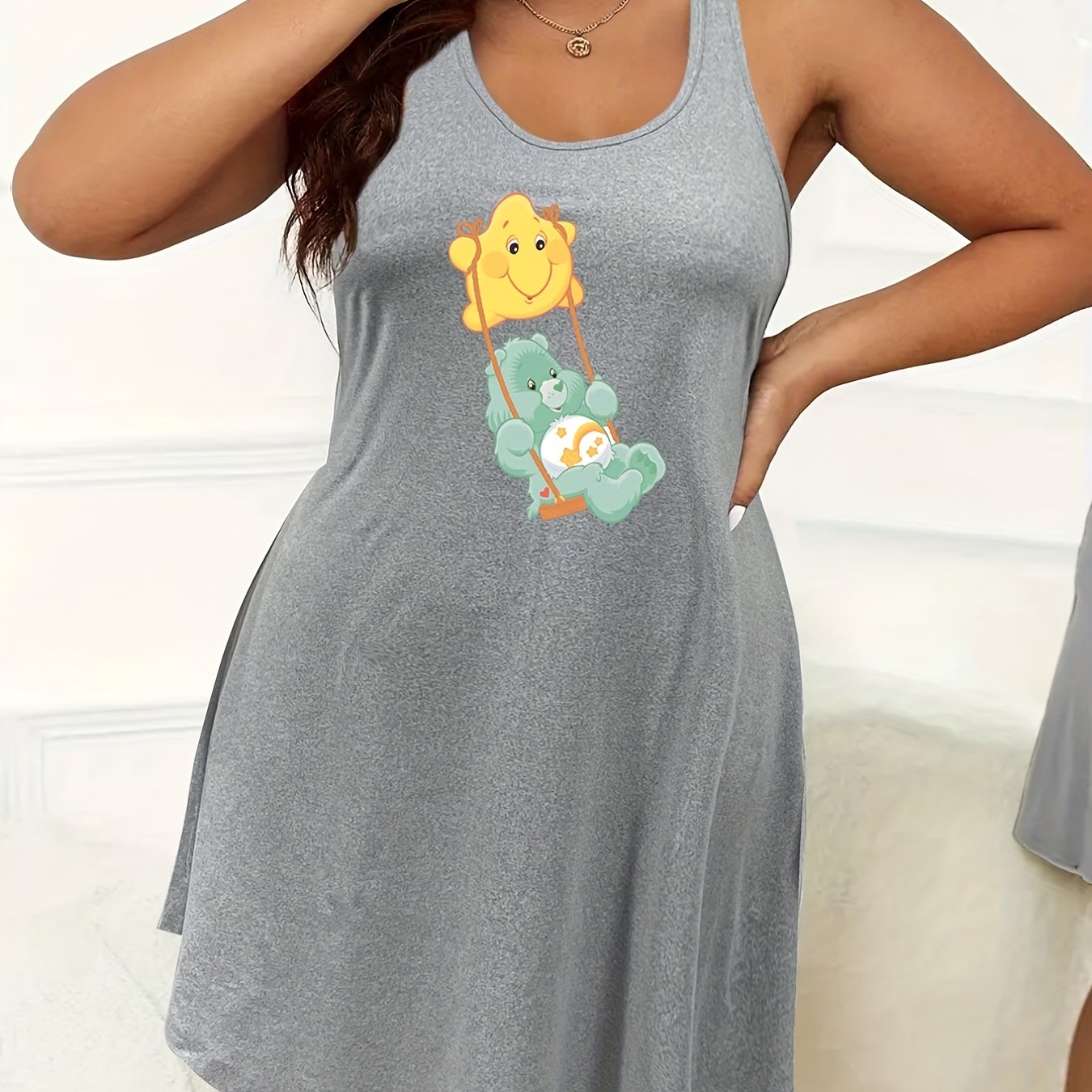 Cartoon Bear Print Sleep Dress