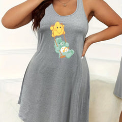 Cartoon Bear Print Sleep Dress