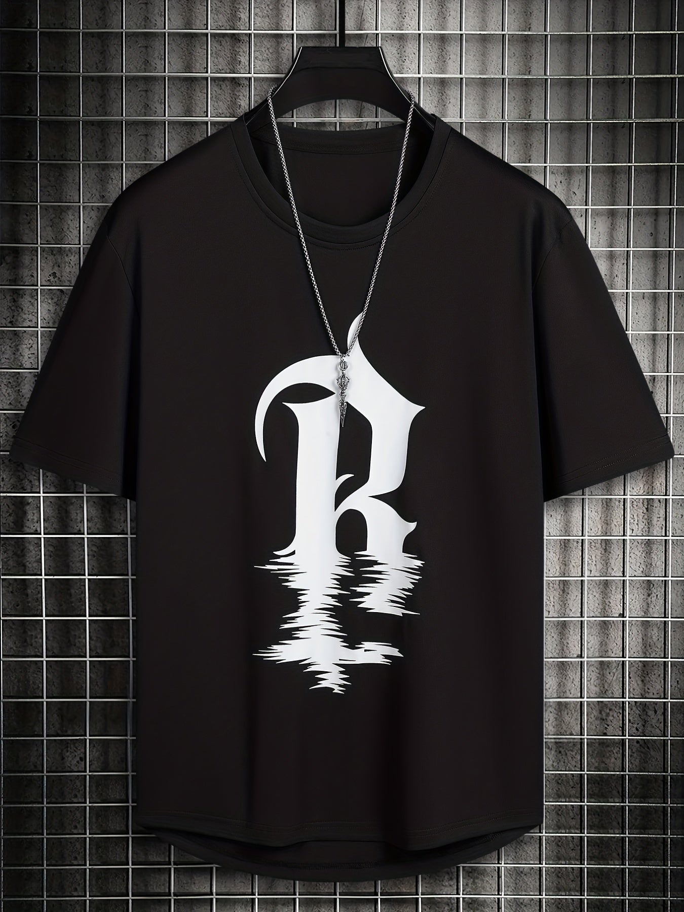 Letter In The Water Print Men's Graphic Crew Neck T shirt