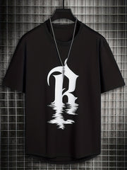 Letter In The Water Print Men's Graphic Crew Neck T shirt