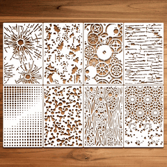 8pcs Reusable Texture Painting Stencil for DIY Layering Stencils Scrapbook
