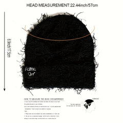Hip Hop Tassel Beanie Unisex Solid Y2K Knit Hat Warm Skull Cap Elastic Ski Hat
