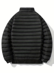 Men's Lightweight Puffer Jacket Solid Standup Collar Coat