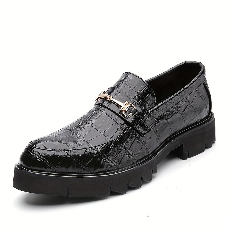 Men's Crocodile Embossed Pointed Toe Loafer Shoes