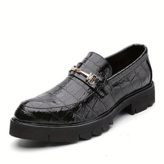 Men's Crocodile Embossed Pointed Toe Loafer Shoes