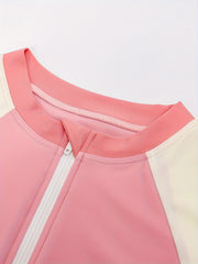 Girls Polka Dot Half Zip Swimwear for Summer Competition