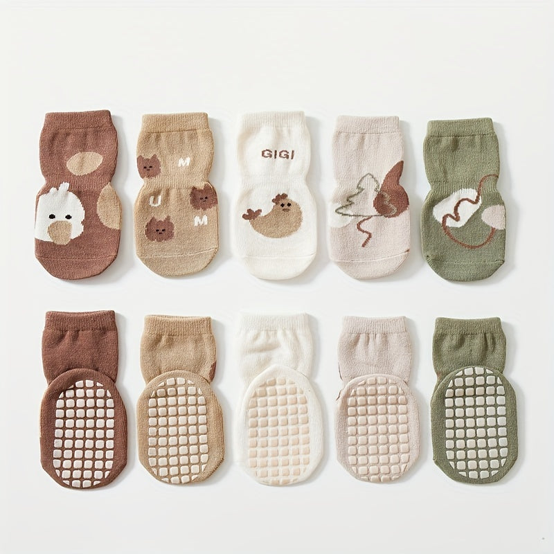 3 Pairs Cartoon Pattern Knitted Non-Slip Floor Socks for Baby Boys