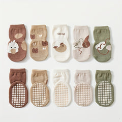 3 Pairs Cartoon Pattern Knitted Non-Slip Floor Socks for Baby Boys