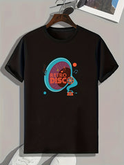 Retro Disco Pattern Print Men's Comfy Sports T-shirt