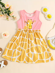 Toddler Girls Giraffe Embroidery Dress Casual Summer Clothes