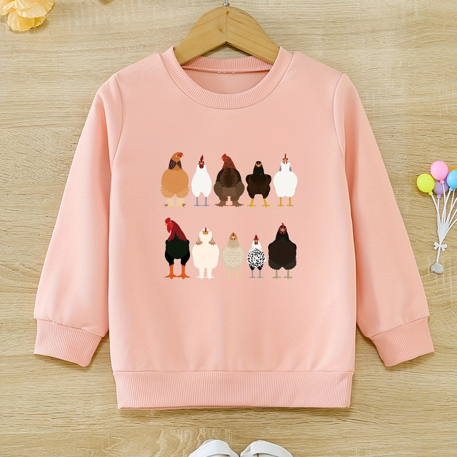 Farm Chicken And Hens Graphic Girls Sweatshirt Toddler Kids Tops