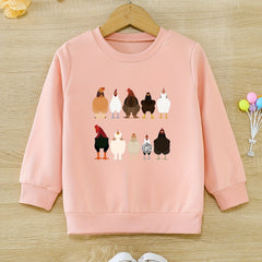 Farm Chicken And Hens Graphic Girls Sweatshirt Toddler Kids Tops