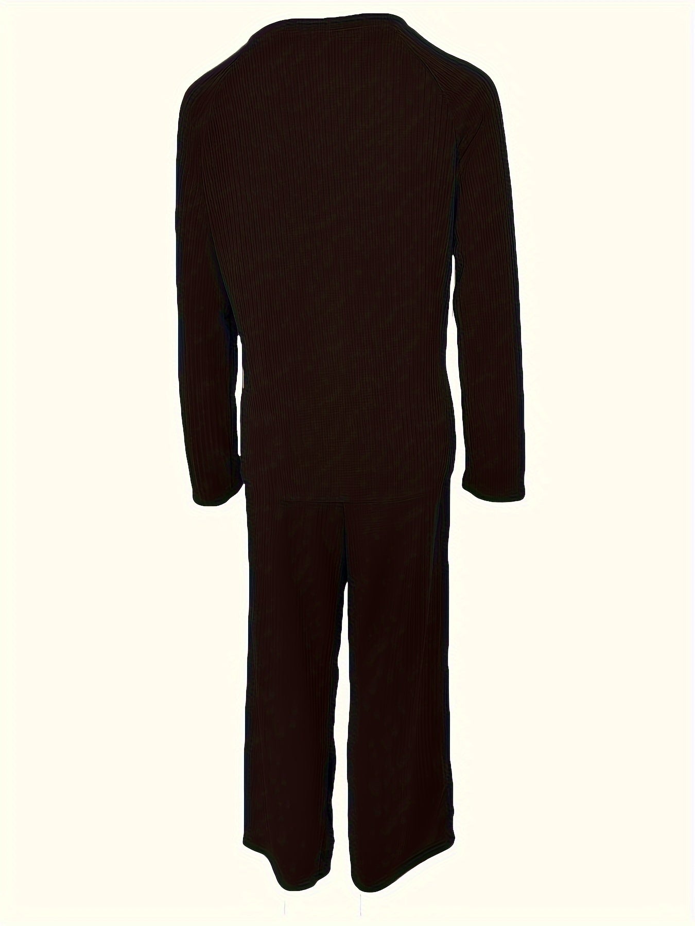 Ribbed Knit Lounge Set Solid Long Sleeve Top & Pants