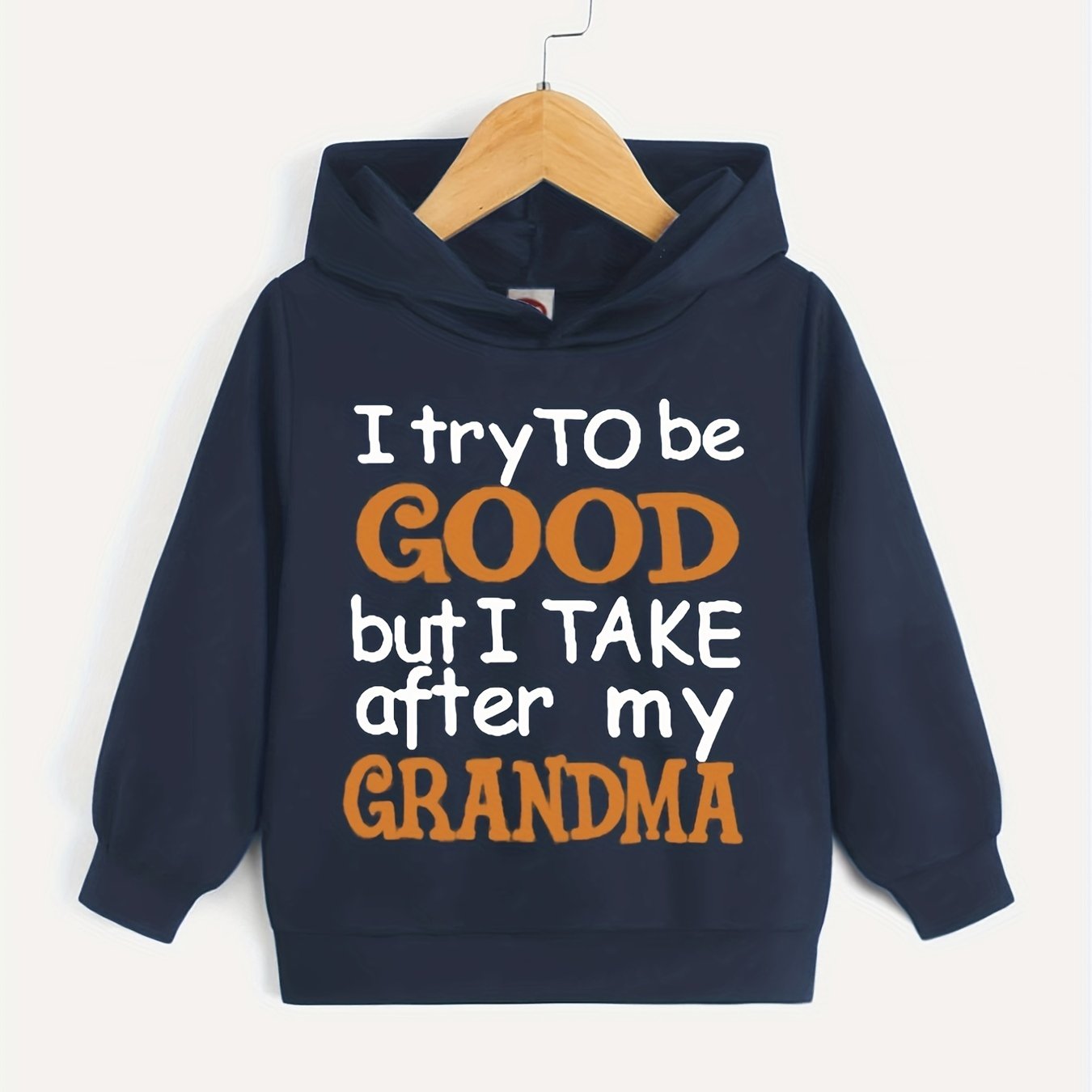 BOYS HOODED SWEATSHIRT WITH LETTER PRINT