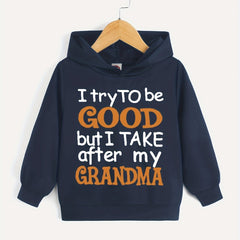 BOYS HOODED SWEATSHIRT WITH LETTER PRINT