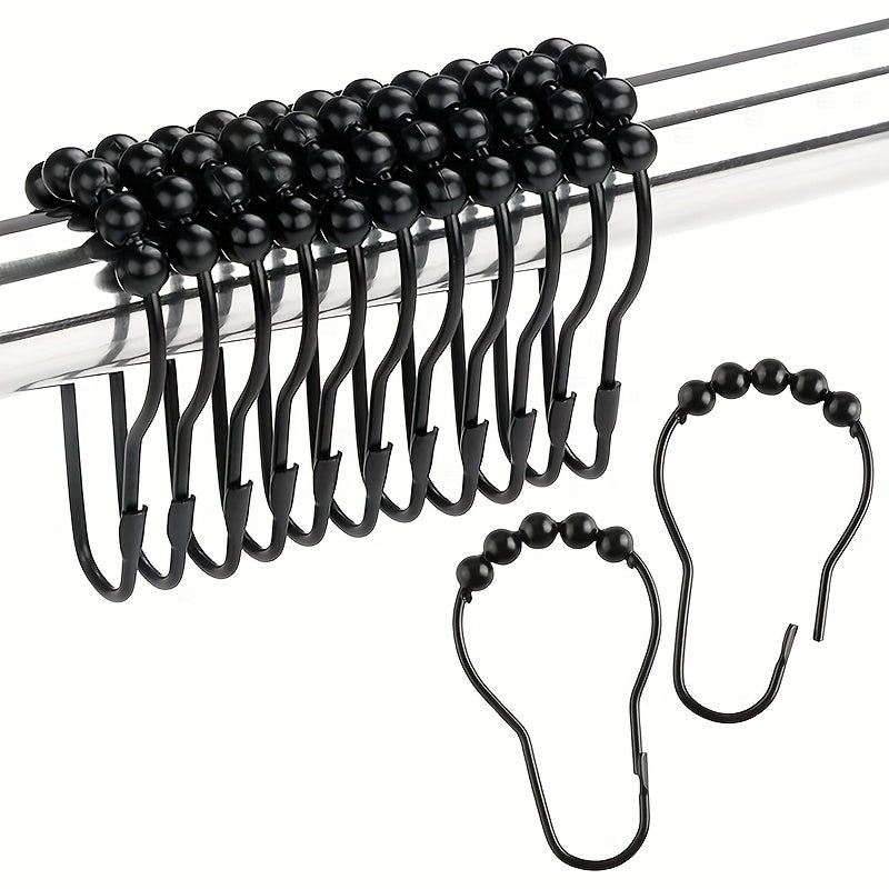 12pcs Decorative Shower Curtain Hooks Stainless Steel Rust-proof
