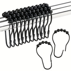 12pcs Decorative Shower Curtain Hooks Stainless Steel Rust-proof