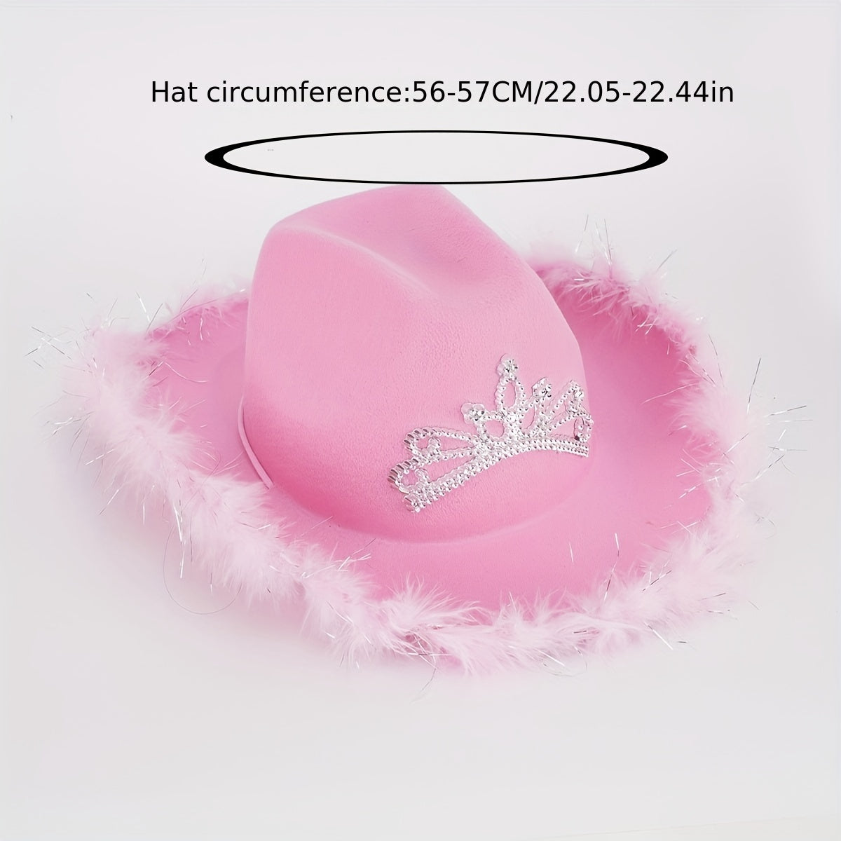 Y2K Pink Feather Cowgirl Hat Rhinestone Crown for Women