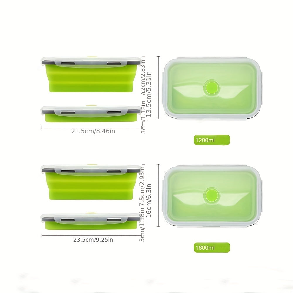 Portable Silicone Lunch Box Fresh Keeping Microwave Safe