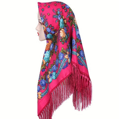 Flower Printed Square Scarf Warm Shawl Muslin Hijab