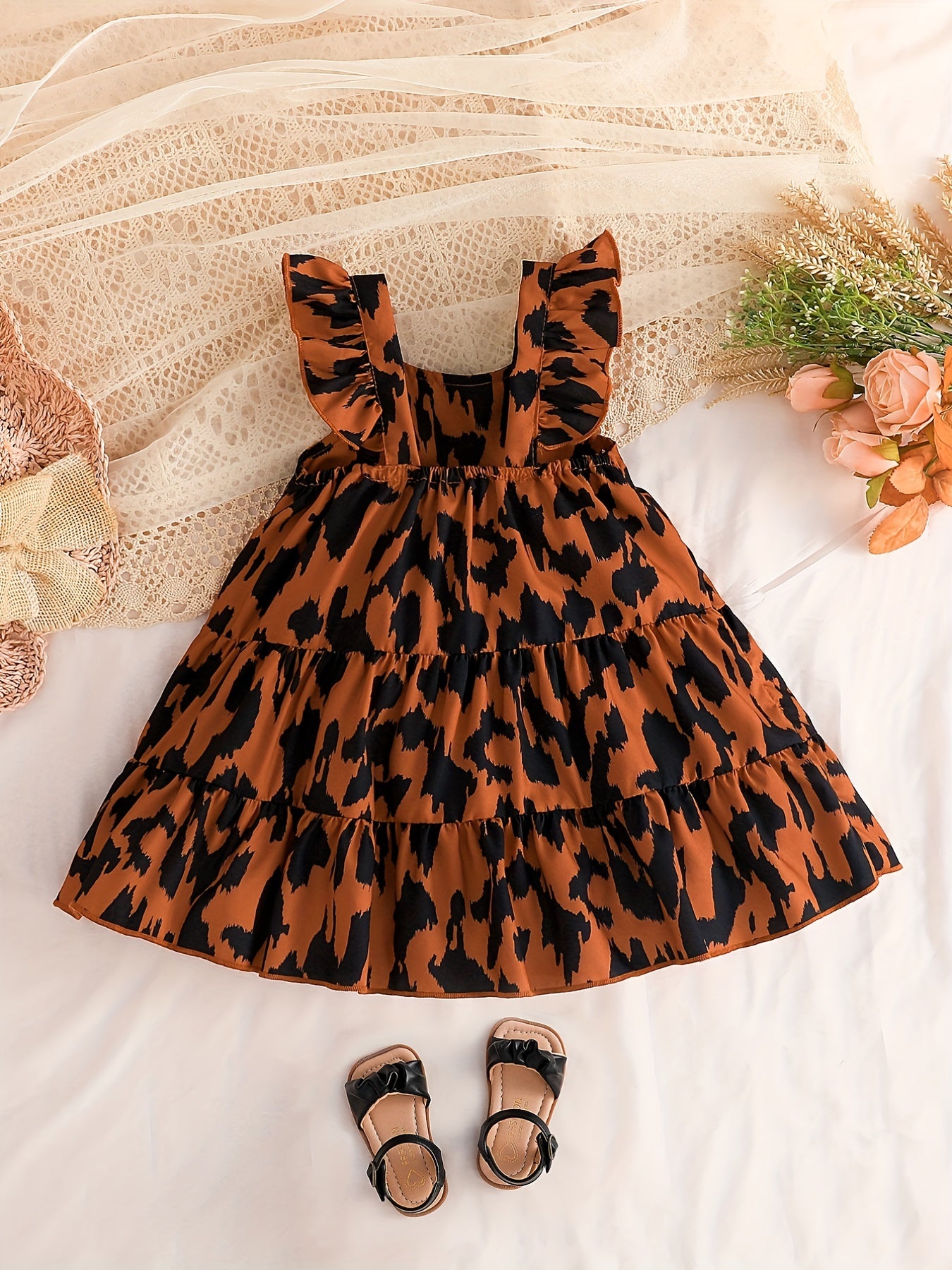 Baby Girls Casual Leopard Print Sleeveless Dress