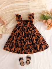 Baby Girls Casual Leopard Print Sleeveless Dress