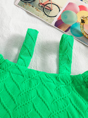 2pcs Toddler Girls Chevron Textured Crop Top & Shorts Set