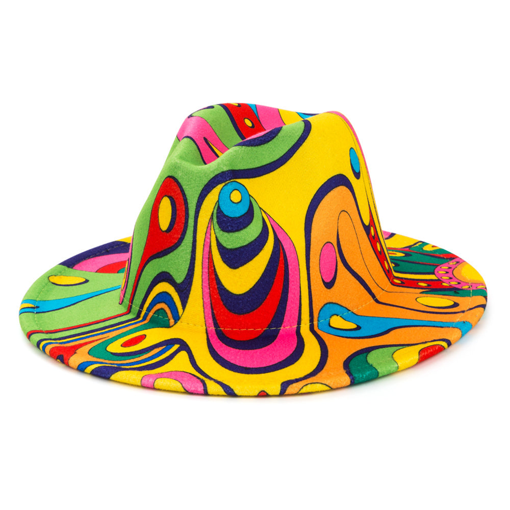 Men's Colorful Top Hat Wide Brim Cloche Hat