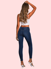Slim Fit Skinny Jeans Mid Waist Ankle Length Denim Pants