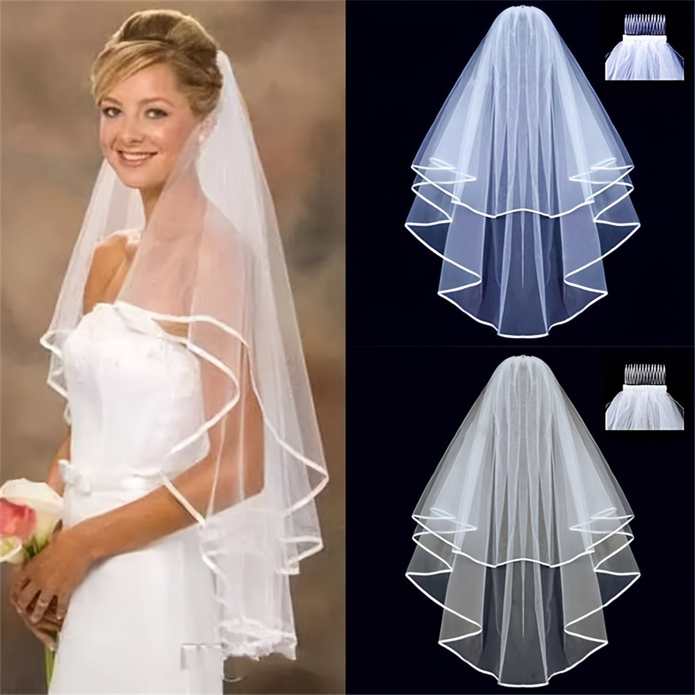 Ribbon Edge Head Veil Bridal Veil Wedding Accessories