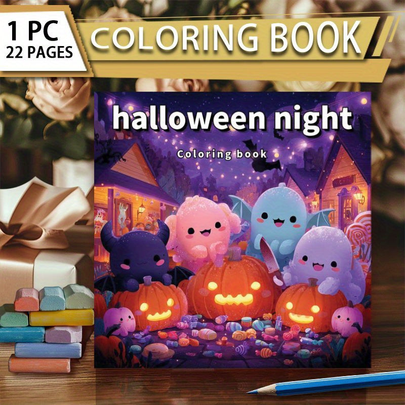 Halloween Night Coloring Book - Single Sided Printing - 22 Pages Thick Paper