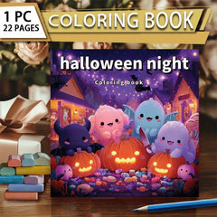 Halloween Night Coloring Book - Single Sided Printing - 22 Pages Thick Paper