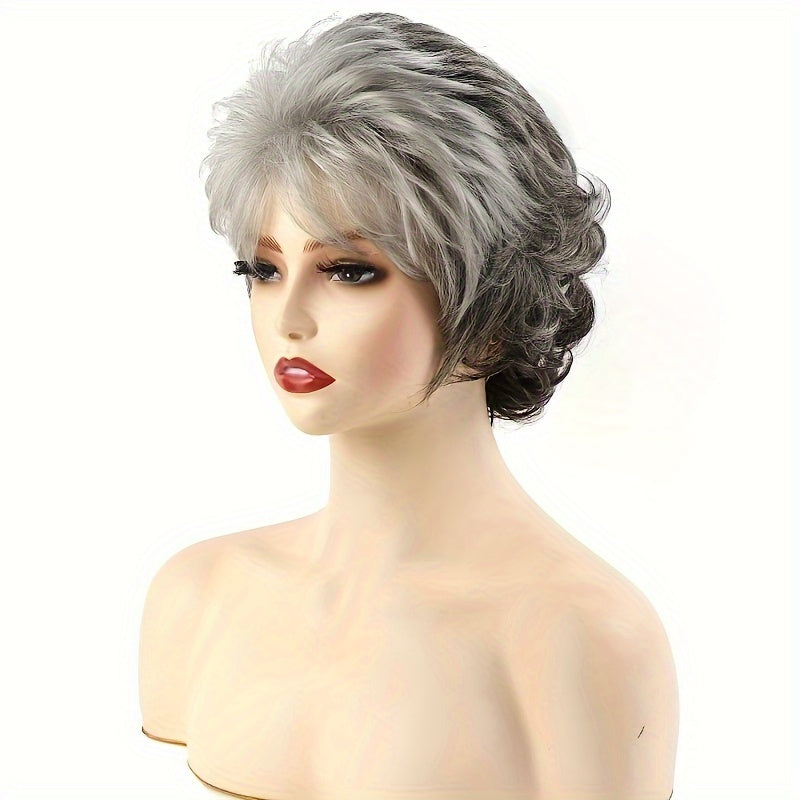 Short Curly Wig With Bangs Natural Fluffy Heat Resistant Synthetic Wig