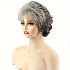 Short Curly Wig With Bangs Natural Fluffy Heat Resistant Synthetic Wig