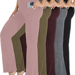 5pcs Women's Flare Pants High Waisted Tummy Control Workout Yoga Leggings